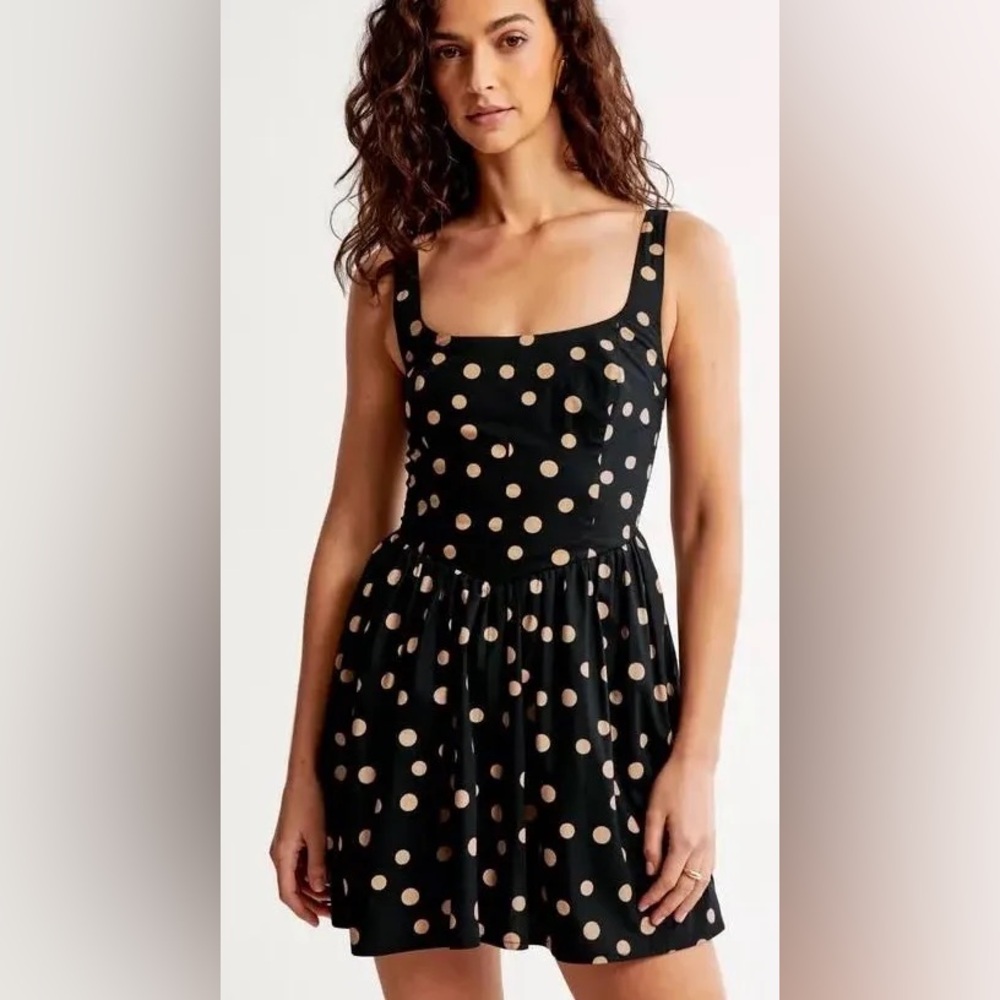 Abercrombie & Fitch Polka Dot Drop Waist Corset Dress